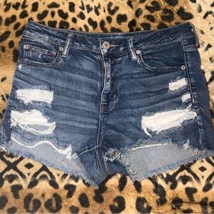 American Eagle Outfitters Blue Distressed Jean Shorts